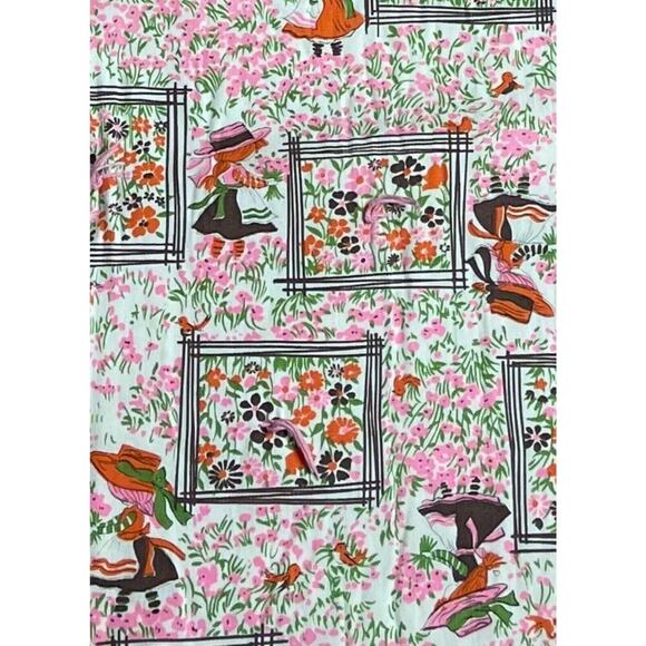 Vintage Neon Pink Quilt Blanket Hand Tied Girl & Flowers 76” X 51” Hollie Hobbie - Picture 1 of 7